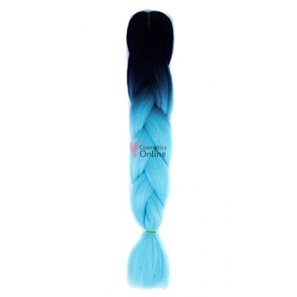 Coada de par afro impletita Premium  Ombre 2 de 60 cm Brunet-Blue Sky  B79